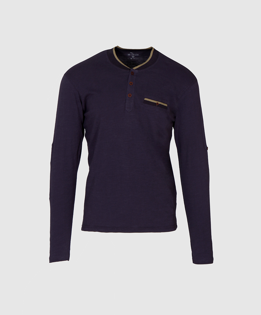 Navy Blue Henley Neck TShirt