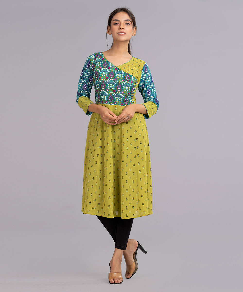 Green Angarkha Style Kameez